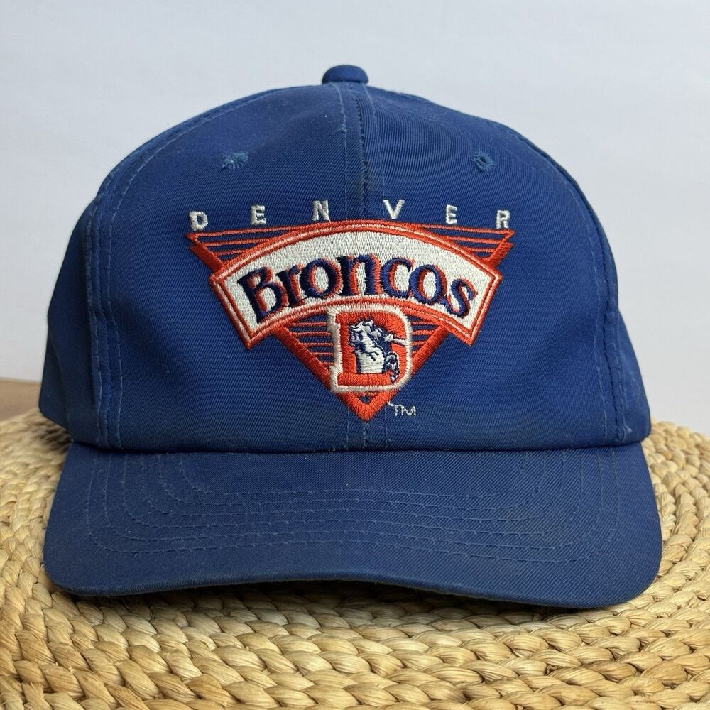 Vintage 90s NFL Denver Broncos Hat Cap Snap Back Split Bar Spell Out